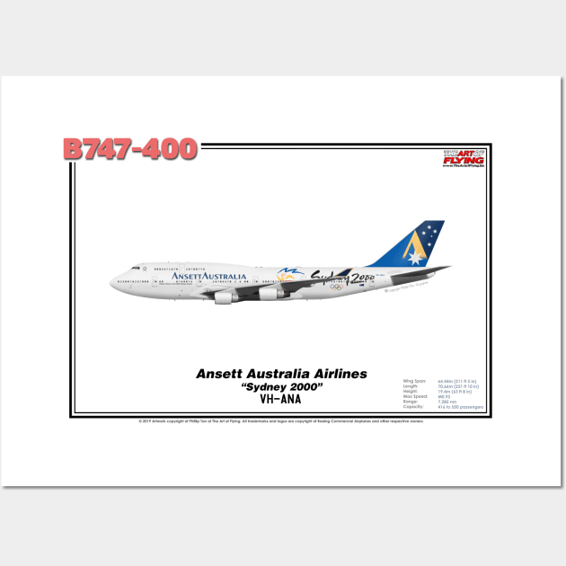 Boeing B747-400 - Ansett Australia Airlines "Sydney 2000" (Art Print) Wall Art by TheArtofFlying